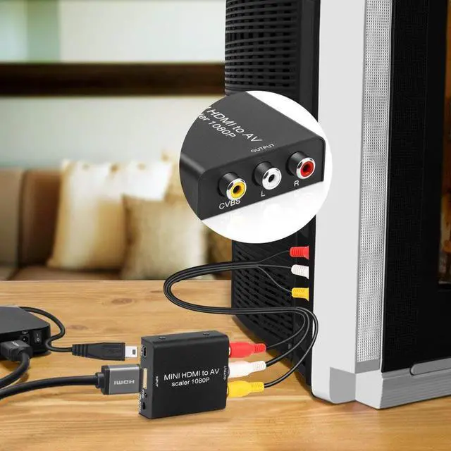 Alt view image 4 of 6 - 1Pcs Onvian HDMI to AV Converter Adapter 1080P HDMI to 3 RCA CVBS Converter HDMI Splitter Video Audio Adapter Support PAL/NTSC
