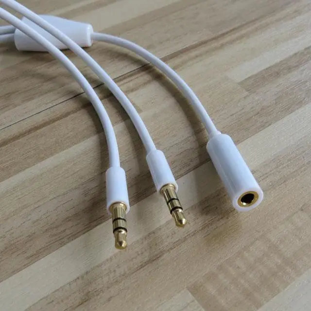 Alt view image 4 of 4 - 1Pcs 3.5mm Stereo Audio Female to 2x Male Headset Mic Y Splitter Adapter Cable 60cm