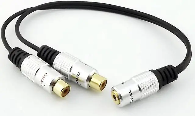 Alt view image 2 of 5 - 1Pcs 3.5mm 1/8" Mini Stereo Female To 2 RCA Female Jack Audio Adapter Splitter Cable 25cm