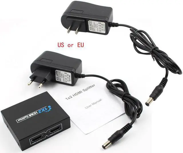 Alt view image 6 of 6 - 1Pcs HDMI Splitter Full HD 1080p Video HDMI Switch Switcher 1X2 2 Port HDMI Audio Amplifier Display For HDTV DVD PS3