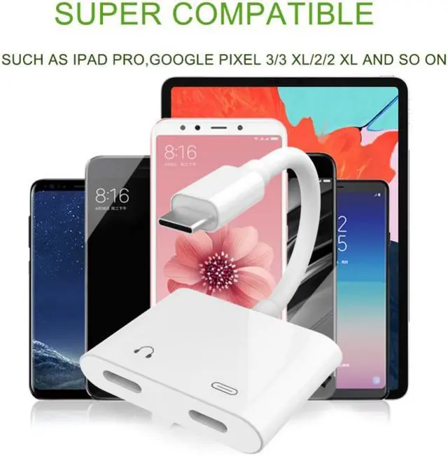 Alt view image 6 of 6 - 1Pcs 2 in 1 Dual Type C Jack Adapter PD Fast Charging Charger USB Type C Plug Headphone Earphone Aux Audio Cable Splitter Converter