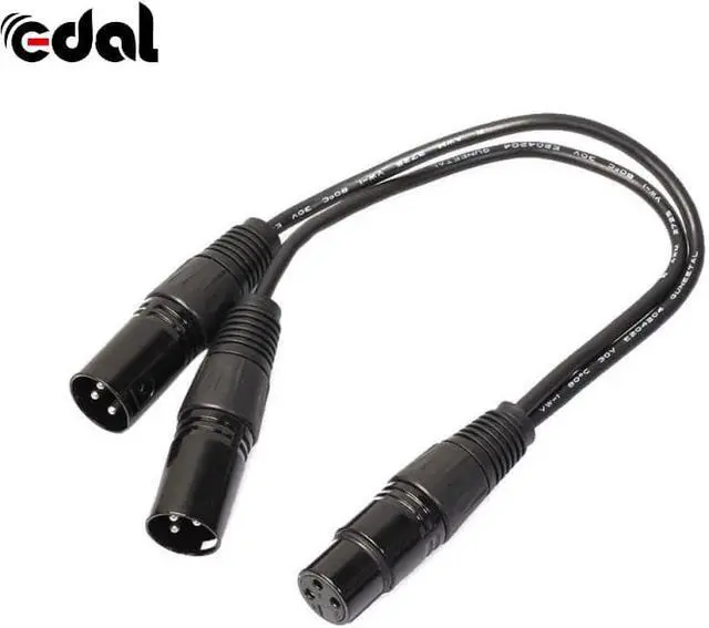 Main image of 1Pcs 3 pin 1Ft XLR microphone adapter cable audio cable XLR female plug to 2 male XLR plug Y splitter cable