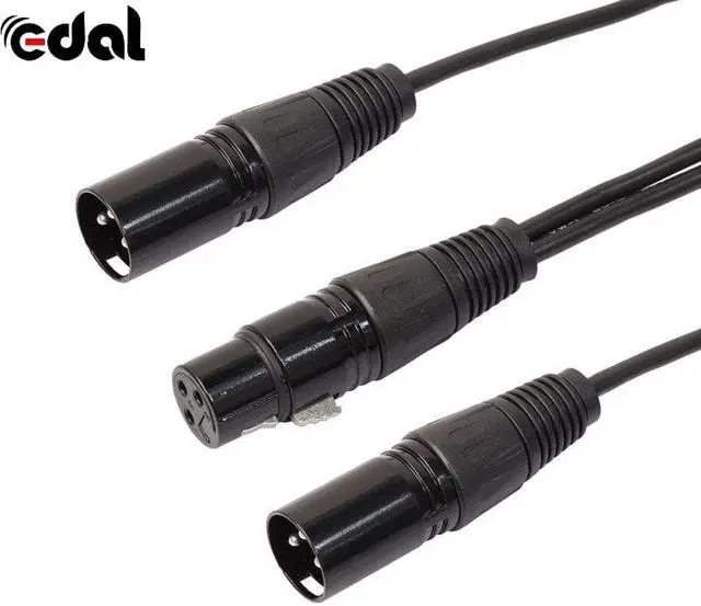 Alt view image 3 of 6 - 1Pcs 3 pin 1Ft XLR microphone adapter cable audio cable XLR female plug to 2 male XLR plug Y splitter cable