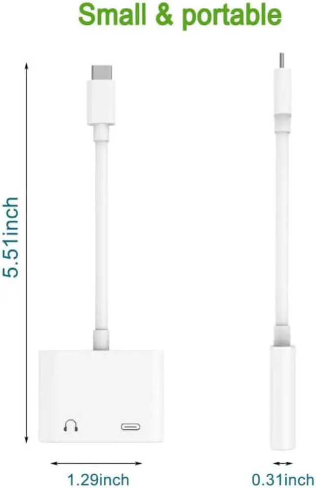 Alt view image 2 of 6 - 1Pcs 2 in 1 Dual Type C Jack Adapter PD Fast Charging Charger USB Type C Plug Headphone Earphone Aux Audio Cable Splitter Converter