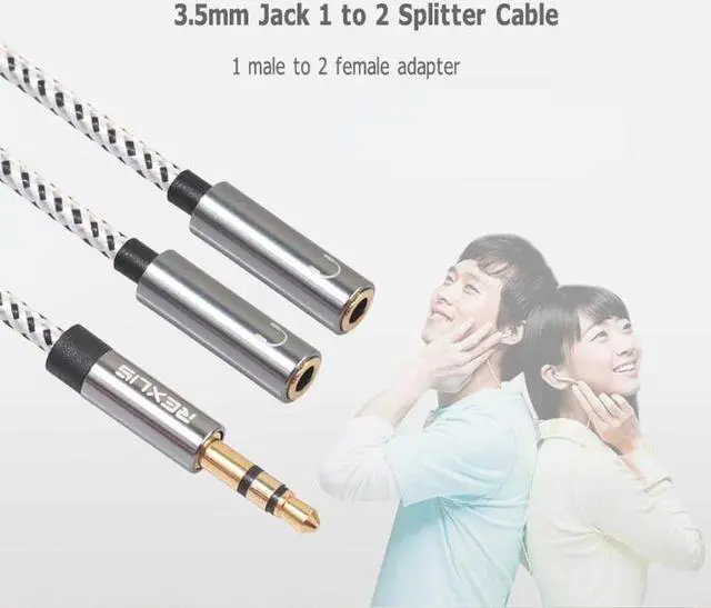 Alt view image 5 of 6 - 1Pcs Audio Cable 3.5mm Male to 2 Female Jack Headphone Splitter Adapter Converter Aux Cable for Phone MP3 Player
