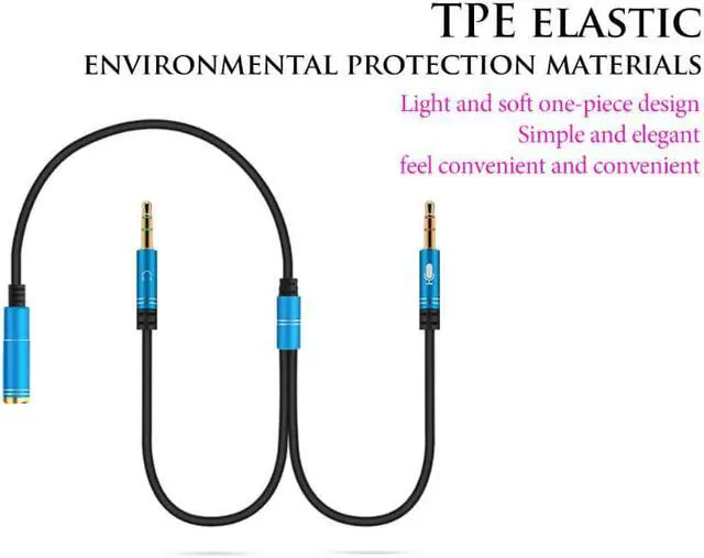 Alt view image 4 of 6 - 1Pcs Greendio Splitter Headphone for Computer 3.5mm Female to 2 Male 3.5mm Mic Audio Y Splitter Cable Headset to PC Adapter