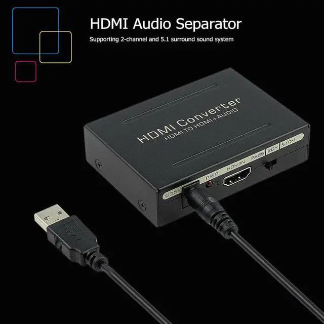 Alt view image 2 of 6 - 1Pcs HDMI to HDMI Video Audio Extractor Adapter Converter Splitter SPDIF+RCA L/R 5.1 Surround Sound System