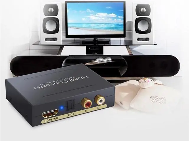 Alt view image 4 of 6 - 1Pcs 1080P HDMI to HDMI Optical TOSLINK SPDIF and Analog Mini 3D HDMI Audio Splitter Adapter for Apple TV Blu ray Player