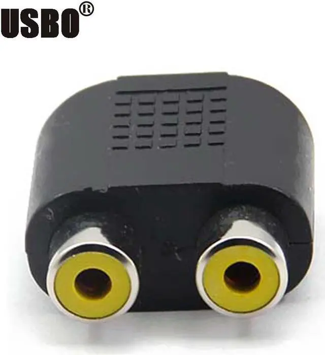 Alt view image 5 of 6 - 1Pcs one min two 3.5mm female to 2RCA female 3.5 to double lotus audio adapter Splitter