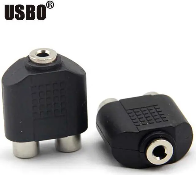 Alt view image 4 of 6 - 1Pcs one min two 3.5mm female to 2RCA female 3.5 to double lotus audio adapter Splitter