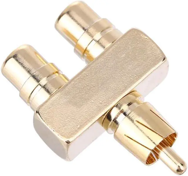 Alt view image 6 of 6 - 1Pcs Copper Gold Plated RCA AV Audio Video Splitter Plug Adapter 1 Male to 2 Female Converter Connector