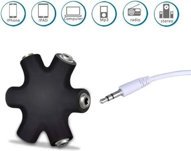 Alt view image 3 of 6 - 1Pcs 3.5mm Earphone Audio Splitter Adapter 1 Male to 1 2 3 4 5 Female Cable 5 Port Aux Music Sound Output Cables
