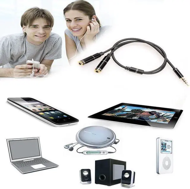 Alt view image 2 of 6 - 1Pcs Professional 3.5mm Stereo Audio Male to 2 Female Headset Mic Y Splitter Cable Adapter