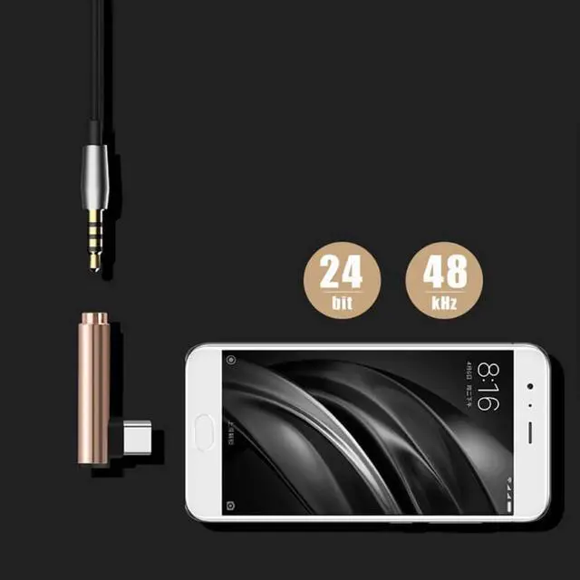 Alt view image 4 of 6 - 1Pcs Type C to 3.5mm Jack Audio Adapter Right Angle Converter Type C AUX Audio Splitter for xiaomi 6 Letv / 2.2 pro / max 2 / pro 3