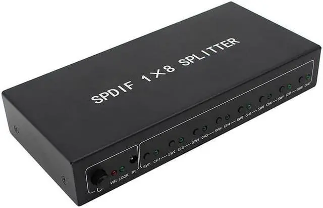 Alt view image 3 of 6 - 1Pcs Style SPDIF/TOSLINK Digital Optical Audio Splitter 1x8 Audio Amplifier Amplificador With Power Adapter