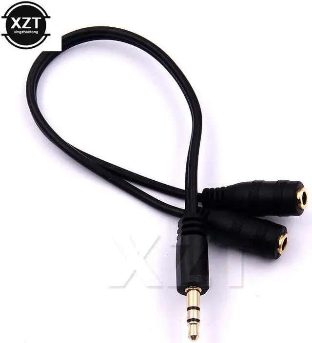 Alt view image 2 of 5 - 1Pcs 3.5mm Male to 2 Female Stereo Audio Y Splitter Adapter Cable w/ Volume Control 17cm Black