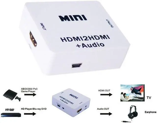 Alt view image 5 of 5 - 1Pcs Hdmi audio extractor HDMI to HDMI and 3.5mm Stereo Audio Extractor Converter HDMI Audio Splitter Adapter PC Laptop HDTV Projecto