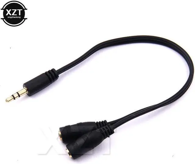 Main image of 1Pcs 3.5mm Male to 2 Female Stereo Audio Y Splitter Adapter Cable w/ Volume Control 17cm Black
