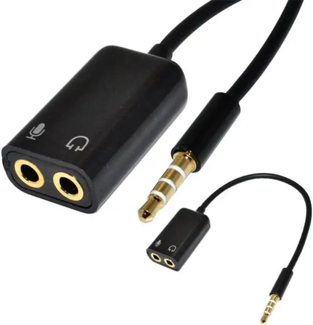 Alt view image 5 of 6 - 1Pcs 3.5mm Stereo Splitter Audio Male to Earphone Headset + Microphone Adapter Cable Black