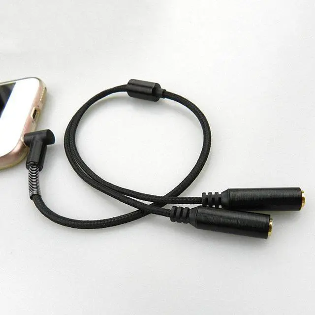 Main image of 1Pcs 2 in 1 3.5mm Splitter Headphone Cable 1 Male to 2 Female Y Splitter Adapter Stereo Extension Braid Audio Cable