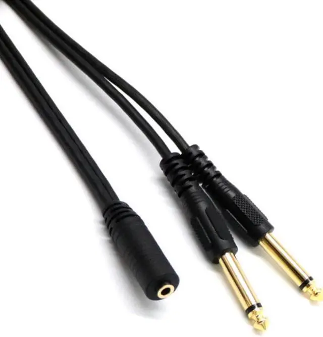 Alt view image 2 of 6 - 1Pcs 3.5mm 20cm Audio Cables Black 1/8 Female Stereo to 2 x 6.35mm 1/4 Mono Male Adapter Y Splitter Cable