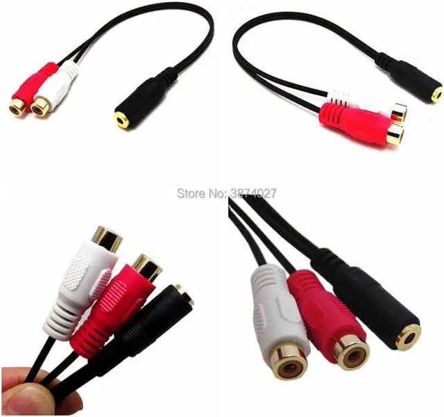 Alt view image 5 of 5 - 1Pcs gold plated head Stereo Splitter 3.5mm Female to 2 RCA Audio Jack Cable Adapter 25cm/0.25m
