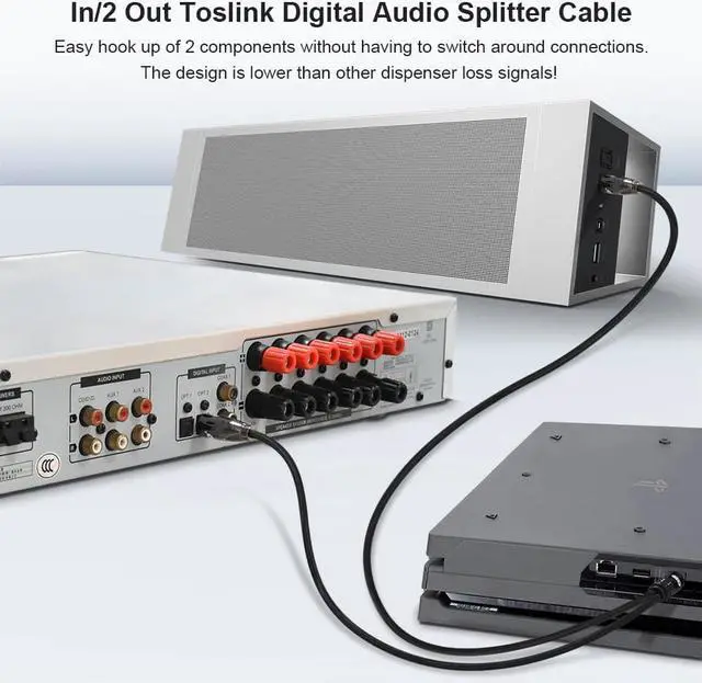 Alt view image 5 of 5 - 1Pcs EMK Digital Optical Splitter Audio 1in to 2out Toslink Fiber Cable SPDIF Optical Adapter Toslink Fiber PS4 Xbox TV DVD Speaker