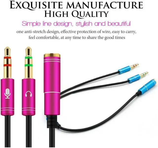 Alt view image 3 of 6 - 1Pcs Greendio Splitter Headphone for Computer 3.5mm Female to 2 Male 3.5mm Mic Audio Y Splitter Cable Headset to PC Adapter
