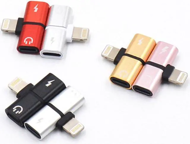 Alt view image 6 of 6 - 1Pcs 2 In 1 Earphone Converter Charging Adapter for Apple Audio Charge Splitter Mini Portable Charger Adapter