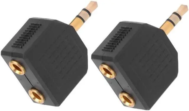 Main image of 2pcs Gold Plated 3.5mm Male to Dual 3.5mm Female Y Splitter Audio Adapter