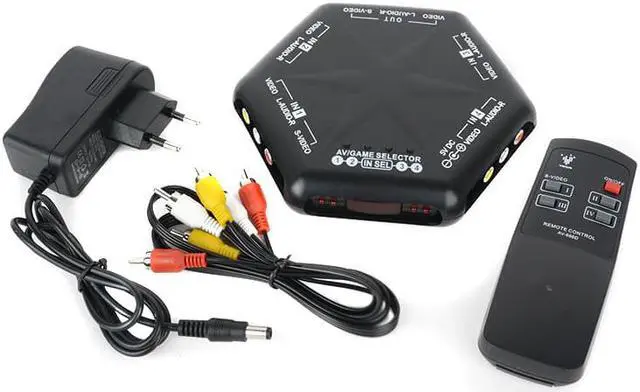 Alt view image 2 of 6 - 1Pcs 4 in 1 out S Video Video Audio Switch Black RCA AV Switch Box Selector Splitter With Remote Control+100~240V EU plug AC Adapter