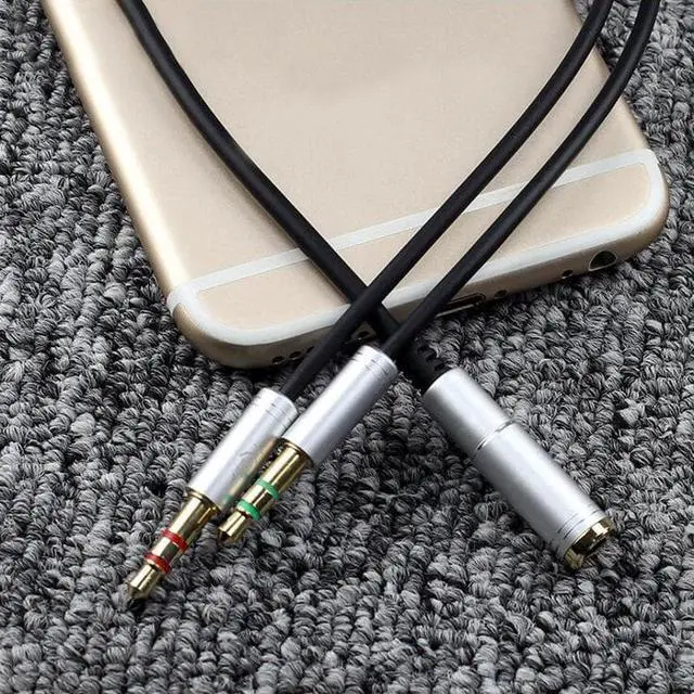 Alt view image 5 of 5 - 1Pcs Audio Adapter Splitter AUX Extension Cable Jack Microphone Headphone Earphone + Mic Splitter Cable 1 Female to 2 Male