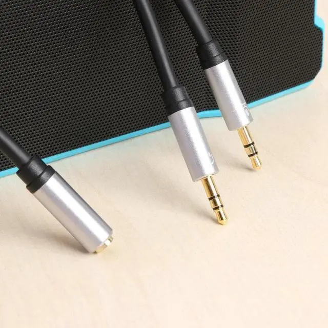 Alt view image 3 of 6 - 1Pcs Gold Plated 3.5mm Female to 2 Male Audio Splitter Adapter Cable PVC Aluminum Shell Connecting Machine for Microphone