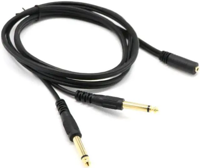 Main image of 1Pcs 3.5mm 20cm Audio Cables Black 1/8 Female Stereo to 2 x 6.35mm 1/4 Mono Male Adapter Y Splitter Cable
