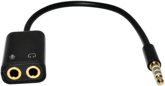 Alt view image 6 of 6 - 1Pcs 3.5mm Stereo Splitter Audio Male to Earphone Headset + Microphone Adapter Cable Black