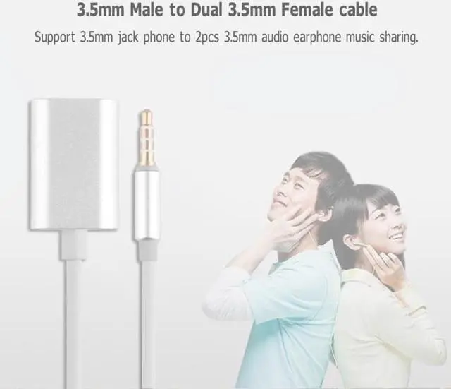 Alt view image 3 of 6 - 1Pcs 3.5mm TRRS Male to Dual 3.5mm Female Stereo Audio Earphone Splitter Adapter Cable cord wire line