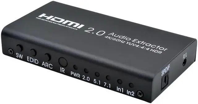 Alt view image 5 of 6 - 1Pcs HDMI2.0 Audio Extractor Splitter 2in 1out 4K@60Hz YUV 4:4:4 HDR For HDTV DVD Player, Blu Ray Player, Network Player, Set Top B