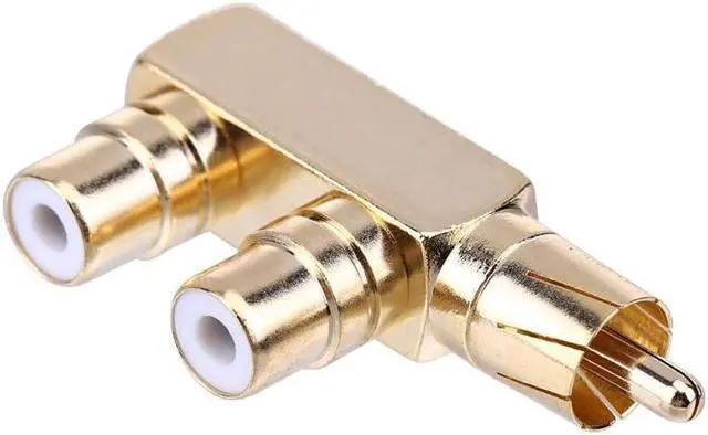 Alt view image 4 of 6 - 1Pcs RCA Male to 2 RCA Female Right Angle Audio Plug Splitter Adapter Connector