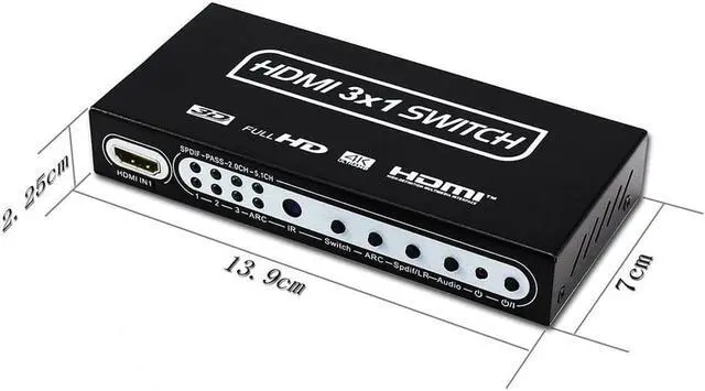 Alt view image 4 of 6 - 1Pcs 3x1 4K HDMI Switch Box 3 In 1 Out HDMI Audio Extractor Splitter 3 Port HDMI Switch HDMI 1.4v With Optical SPDIF & L/R Audio Out