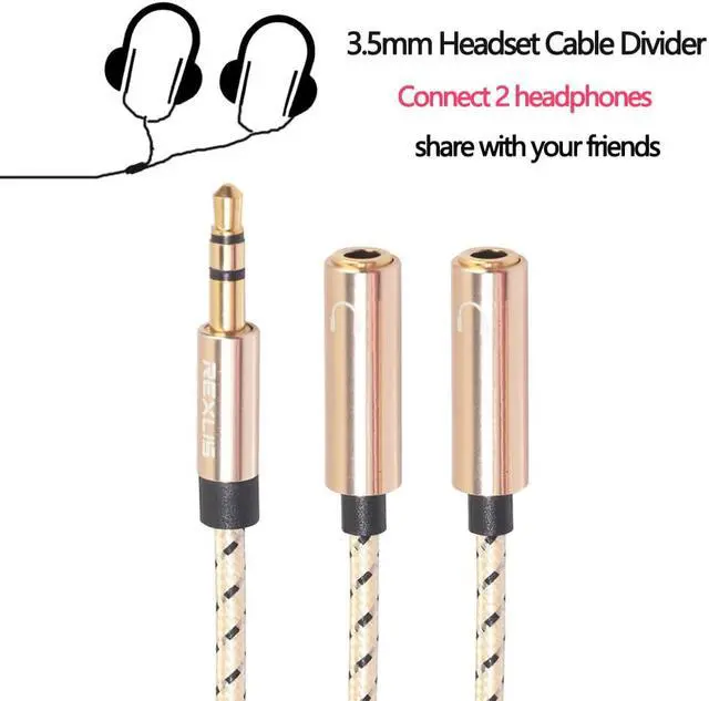 Main image of 1Pcs 3.5mm Headset Audio Cable Divider Connect 2 Headphones Male To 2 Female Jacks Splitter Aux Adapter Cable For Samsung Mp3 Player