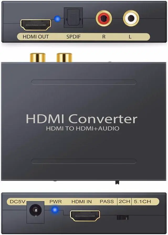 Alt view image 2 of 6 - 1Pcs 1080P HDMI to HDMI Optical TOSLINK SPDIF and Analog Mini 3D HDMI Audio Splitter Adapter for Apple TV Blu ray Player