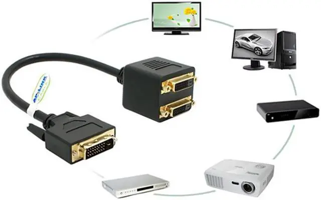 Main image of 1Pcs Adaptor DVI D Male to Dual 2 DVI I Female Video Y Splitter Cable Adapter Great Deals 15