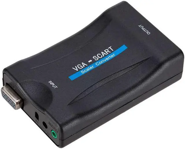 Main image of 1Pcs Vga To Scart Video Audio Converter Adapter With Remote Control Usb Dc Power Cable And Vga Cables