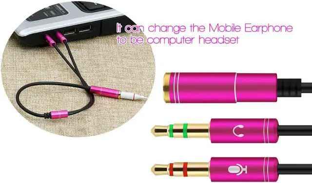 Alt view image 6 of 6 - 1Pcs Greendio Splitter Headphone for Computer 3.5mm Female to 2 Male 3.5mm Mic Audio Y Splitter Cable Headset to PC Adapter