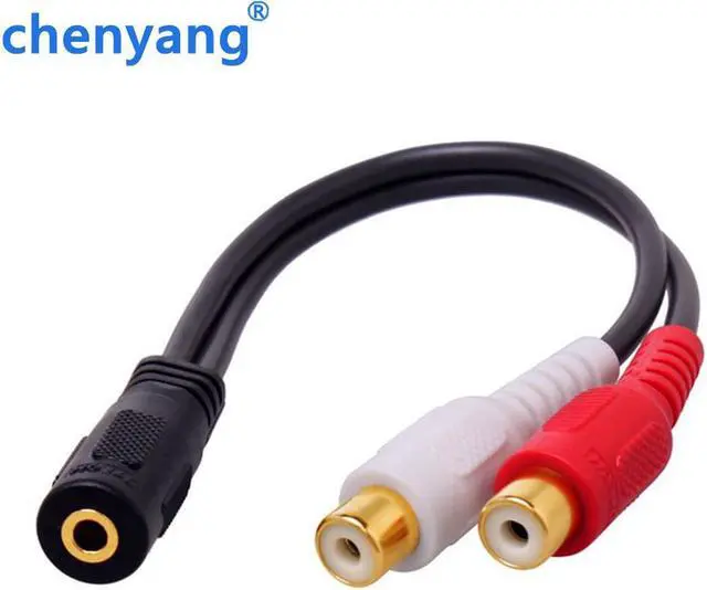 Main image of 1Pcs gold plated head Stereo Splitter 3.5mm Female to 2 RCA Audio Jack Cable Adapter 25cm/0.25m