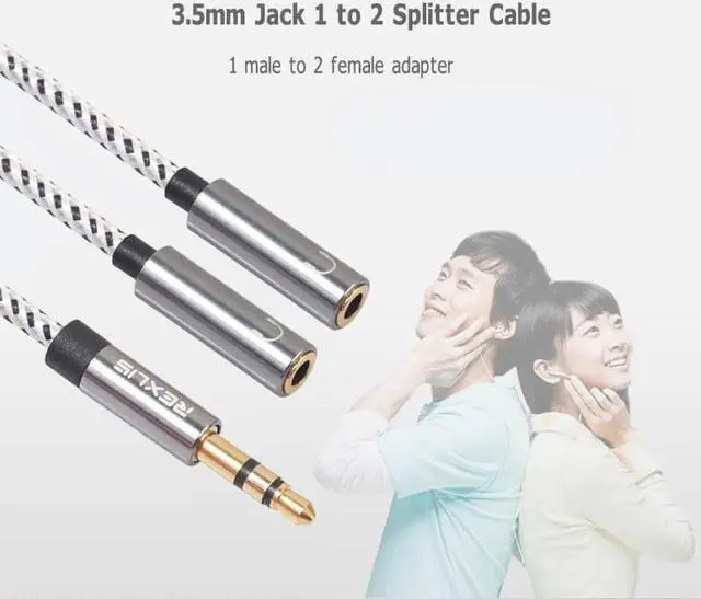 Alt view image 5 of 6 - 1Pcs Headphone Splitter Audio Cable 3.5mm Male to 2 Female Jack Adapter Cable