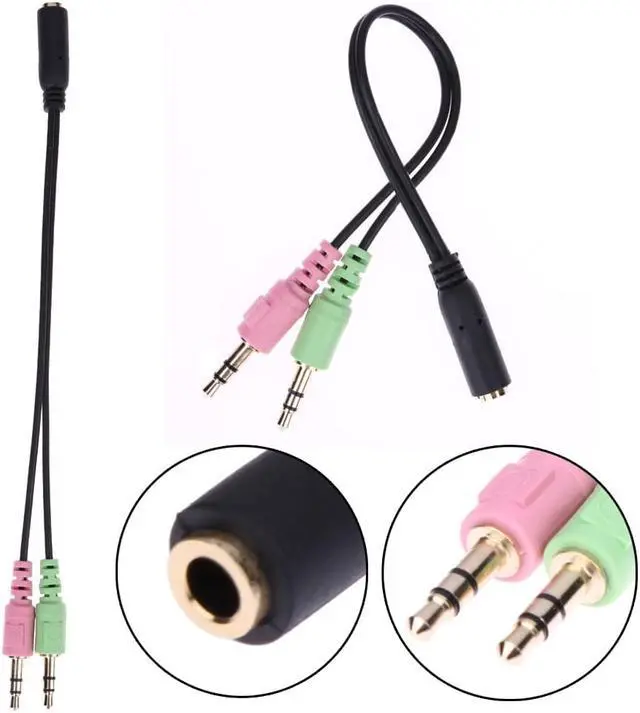 Alt view image 4 of 6 - 1Pcs 3.5mm Stereo Audio Female to 2 Male Headphone Mic Y Splitter Cable Adapter For Computer Audio Or Mic Or Phone Headset