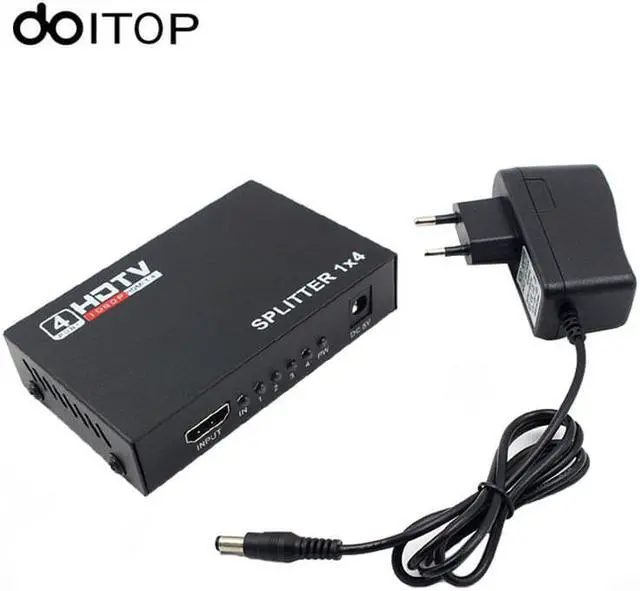 Main image of 1Pcs DOITOP 1 in 4 out 4 Port HDMI Splitter 1X4 Hub Repeater Amplifier V1.4 3D 1080P HDMI Audio Cable Adapter Converter