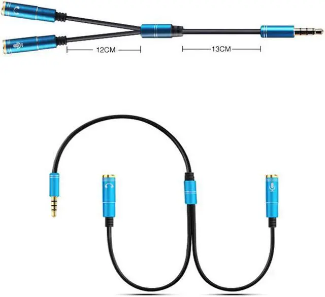 Alt view image 5 of 6 - 1Pcs Universal 2 in 1 3.5mm Stereo Audio Male to 2 Female Headset Mic Y Splitter Cable Adapter Connector for Mobile phone