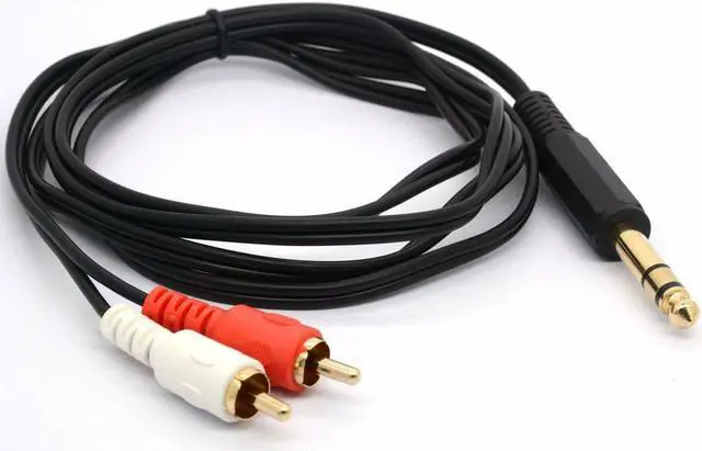 Alt view image 2 of 4 - 1Pcs 6.35 to RCA Splitter Cable 6.35mm 1/4 Inch Stereo Jack to 2 RCA Audio Adapter